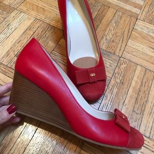 Cole Haan red leather wedges NEW!